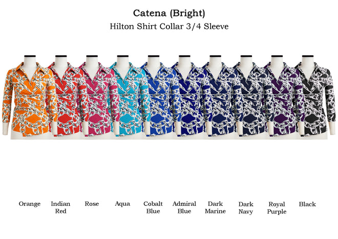 Hilton Shirt Shirt Collar 3/4 Sleeve in Catena                                                                       