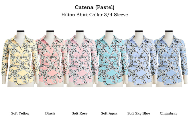 Hilton Shirt Shirt Collar 3/4 Sleeve in Catena                                                            