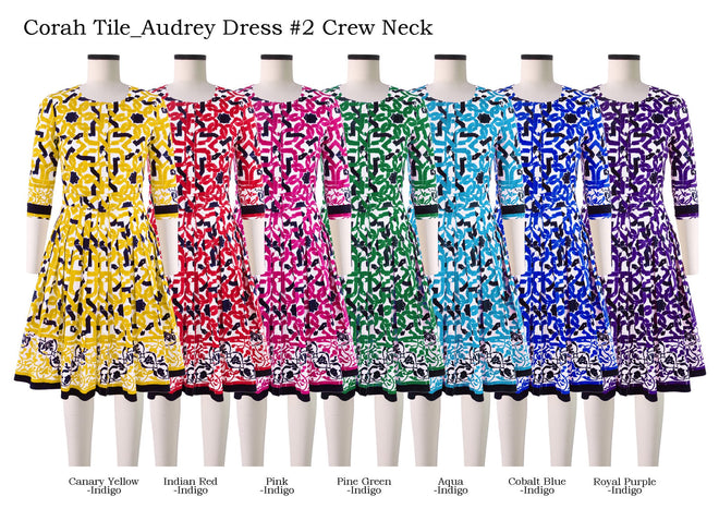 Audrey Dress #2 Crew Neck in Corah Tile                                                            