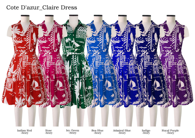 Claire Dress Shirt Collar Sleeveless in Cote D'azur                                                        