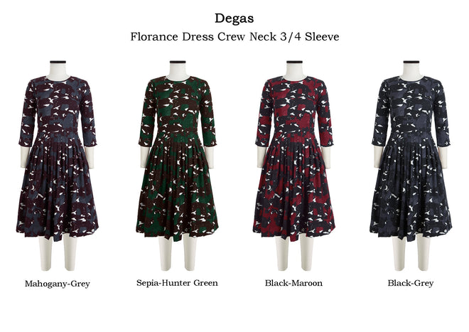 Florance Dress Crew Neck 3/4 Sleeve in Degas                                                            