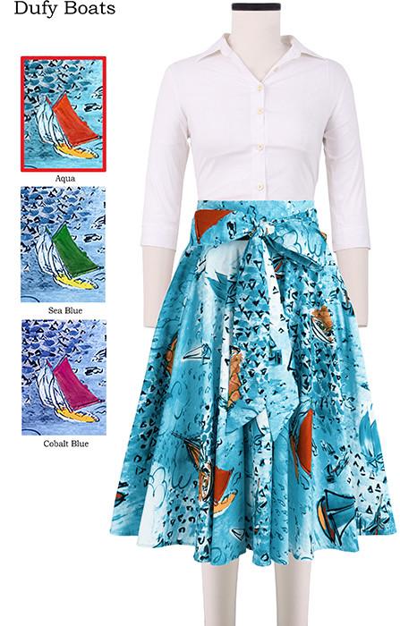 Gigi Skirt Dufy Boats in Aqua                                                                                          