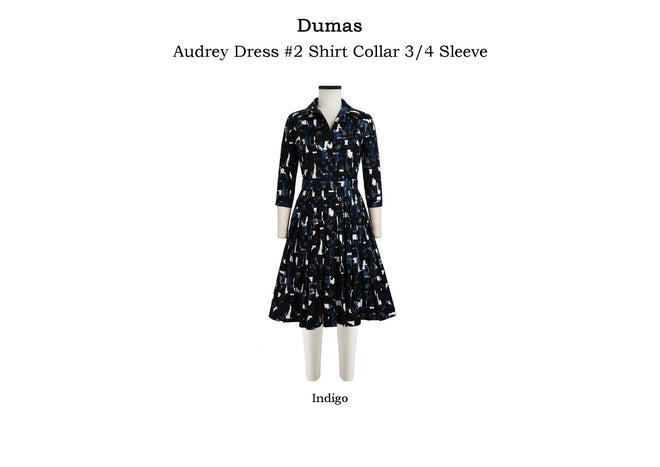 Audrey Dress #2 Shirt Collar 3/4 Sleeve in Dumas                                                            