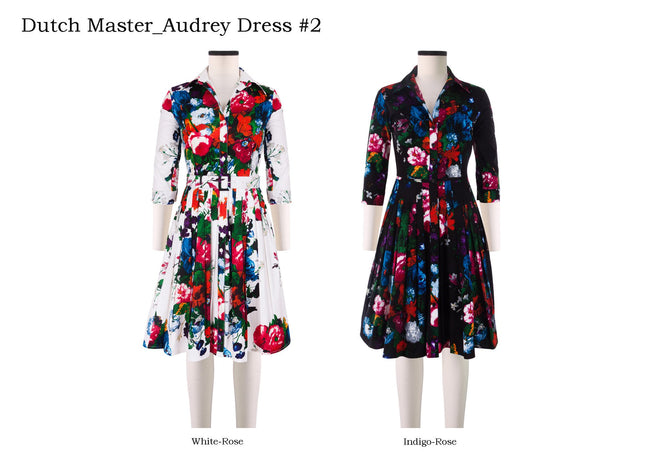 Audrey Dress #2 Shirt Collar 3/4 Sleeve in Dutch Master                                             
