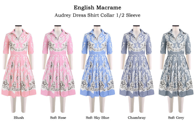 Audrey Dress Shirt Collar 1/2 Sleeve in English Macrame                                             