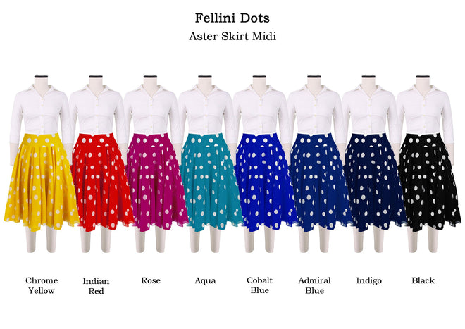 Aster Skirt Midi in Fellini Dots                                                                                          