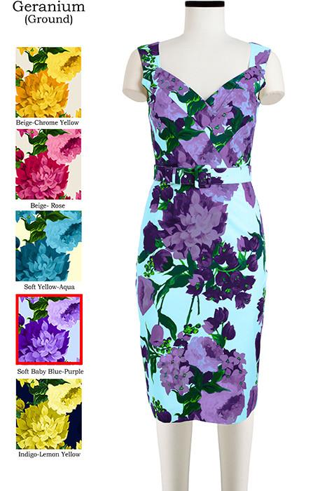 Eva Dress Heart Neck Mini Sleeveless Geranium Ground in Soft Blue Royal Purple               