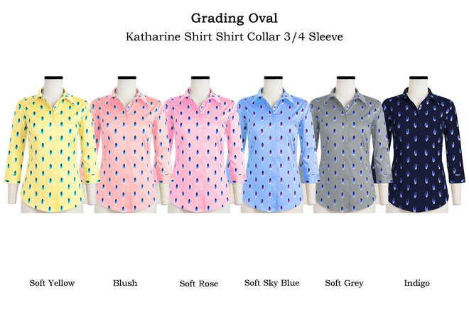 Katharine Shirt Shirt Collar 3/4 Sleeve in Grading Oval                                                          
