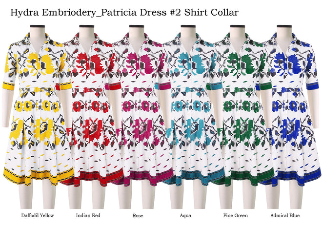 Patricia Dress #2 Shirt Collar in Hydra Embriodery                                                    