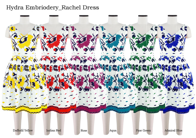 Rachel Dress Boat Neck in Hydra Embriodery                                                            