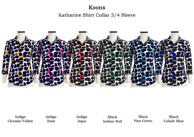 Katharine Shirt Collar 3/4 Sleeve in Koons                                                                 
