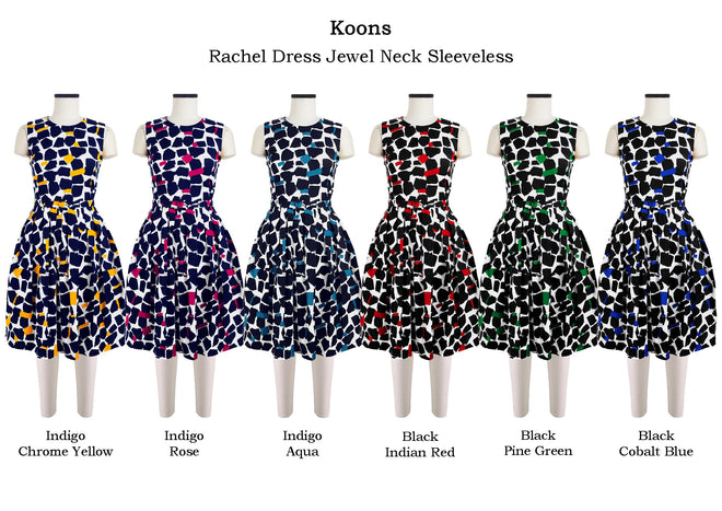 Rachel Dress Jewel Neck Sleeveless in Koons                                                            