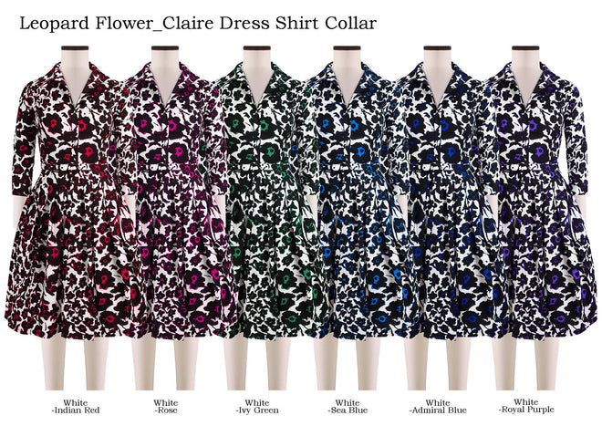 Claire Dress Shirt Collar in Leopard Flower                                                            