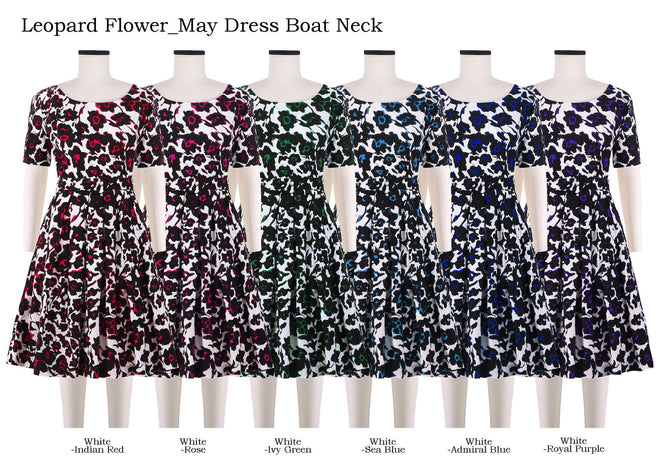 May Dress Boat Neck in Leopard Flower                                                                     