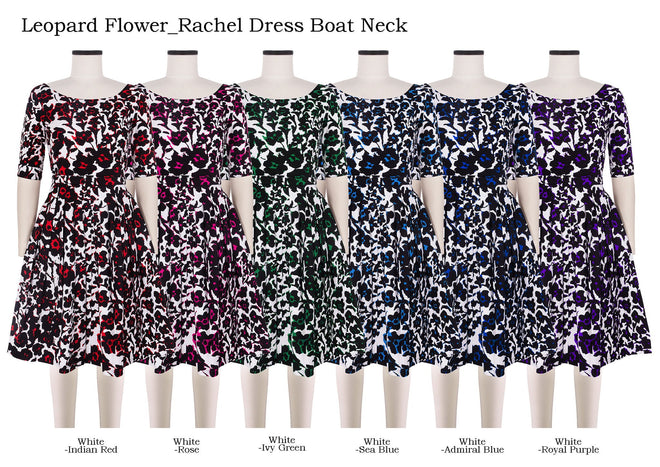 Rachel Dress Boat Neck in Leopard Flower                                                            