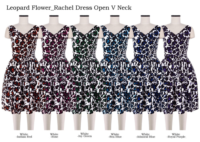 Rachel Dress Open V Neck in Leopard Flower                                                            