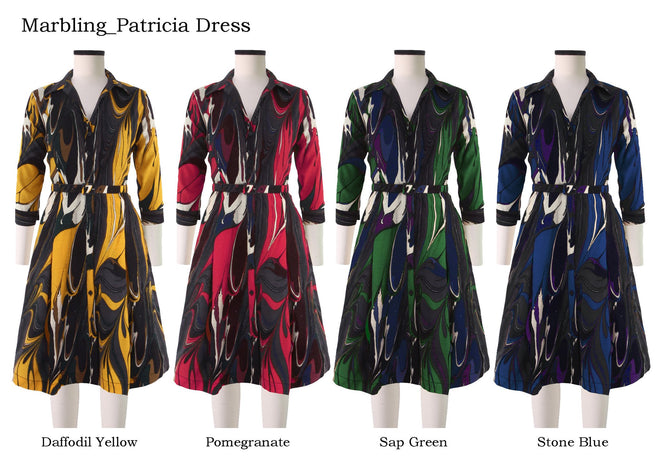 Patricia Dress Shirt Collar 3/4 Sleeve in Marbling                                                        