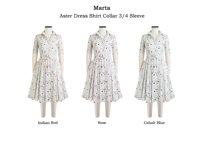 Aster Dress Shirt Collar 3/4 Sleeve in Marta                                                            