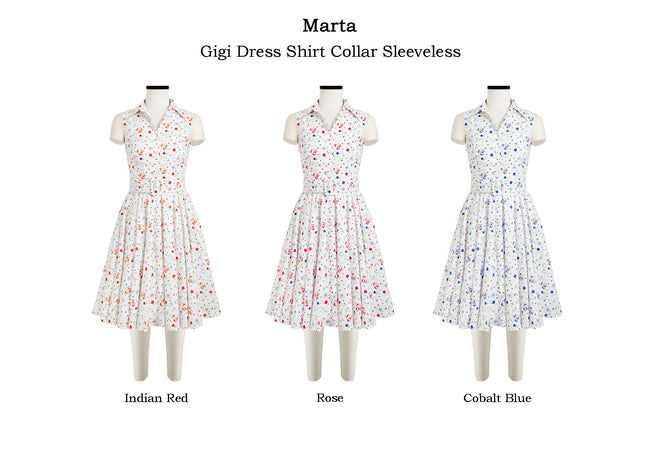 Gigi Dress Shirt Collar Sleeveless in Marta                                                            