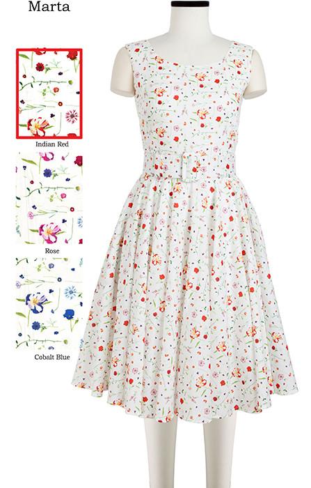 Aster Dress Boat Neck Mini Cap Sleeve Marta in Indian Red                                                            