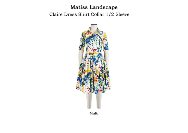 Claire Dress Shirt Collar 1/2 Sleeve in Matiss Landscape                                             