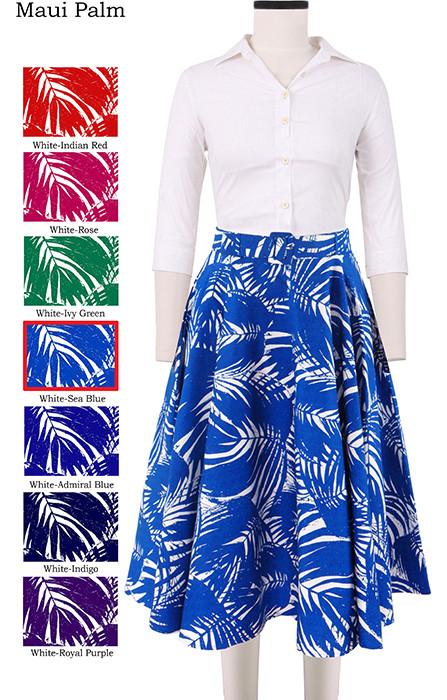 Carol Skirt Maui Palm in White Sea Blue                                                                        