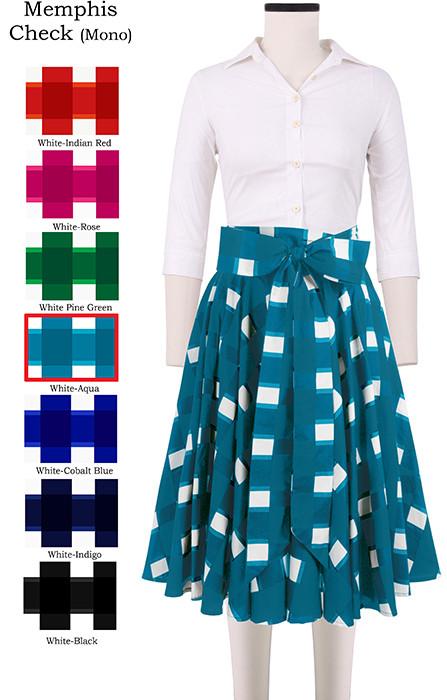 Gigi Skirt Memphis Check Mono in White Aqua                                                            