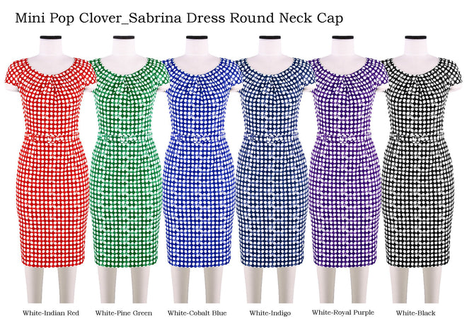Sabrina Dress Round Neck Cap in Mini Pop Clover                                             
