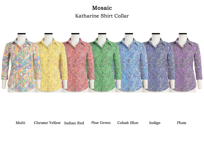 Katharine Shirt Shirt Collar 3/4 Sleeve in Mosaic                                                                         