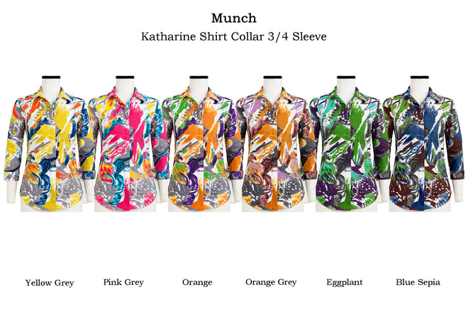 Katharine Shirt Collar 3/4 Sleeve in Munch                                                            