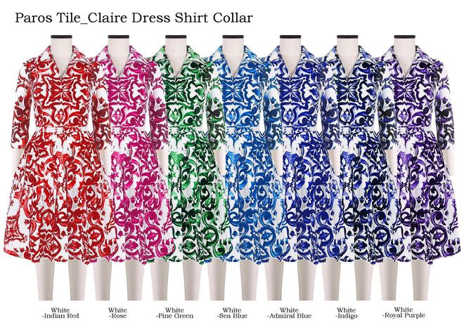 Claire Dress Shirt Collar in Paros Tile                                                                           