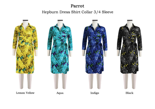 Hepburn Dress Shirt 3/4 Sleeve in Parrots                                                                           