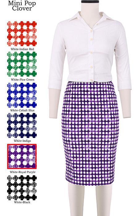 Chloe Skirt Pop Clover Mini in White Royal Purple                                                     