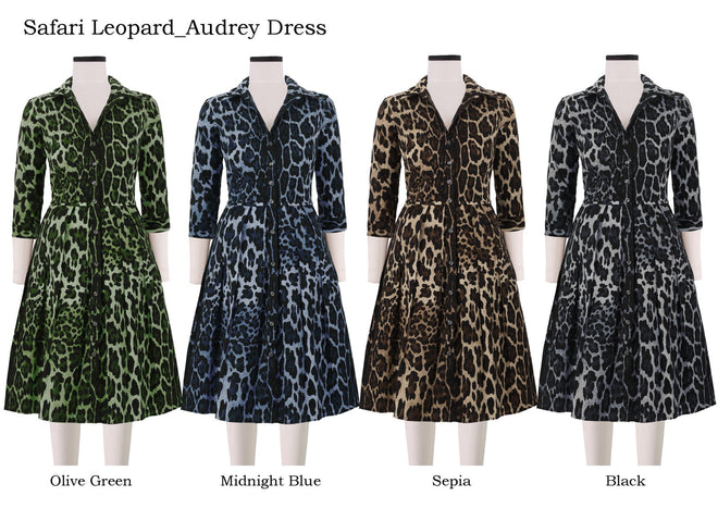 Audrey Dress Shirt Collar 3/4 Sleeve in Safari Leopard                                             