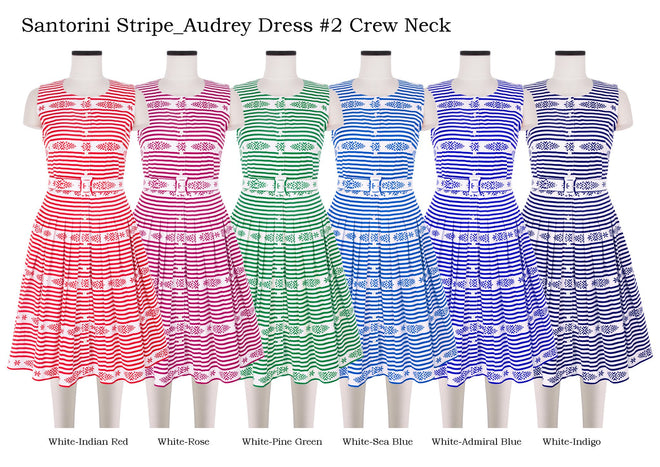 Audrey Dress #2 Crew Neck in Santorini Stripe                                                     