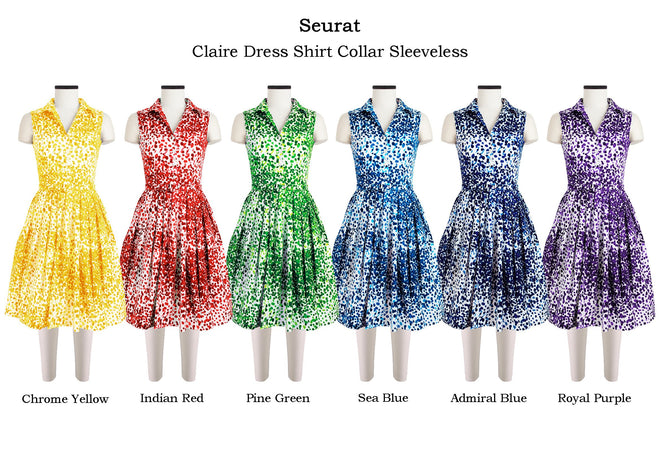 Claire Dress Shirt Collar Sleeveless in Seurat                                                                           