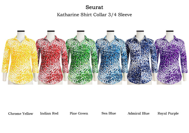 Katharine Shirt Shirt Collar 3/4 Sleeve in Seurat                                                                           