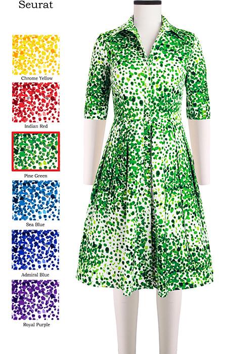 Audrey Dress Shirt Collar 1/2 Sleeve Seurat in Pine Green                                                            