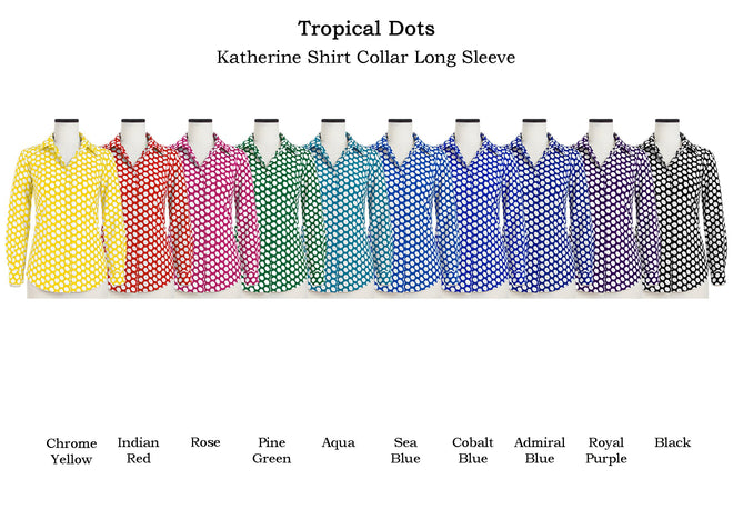Katherine Shirt Shirt Collar Long Sleeve in Tropical Dots                                          