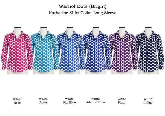 Katherine Shirt Collar Long Sleeve in Warhole Dots                                                            