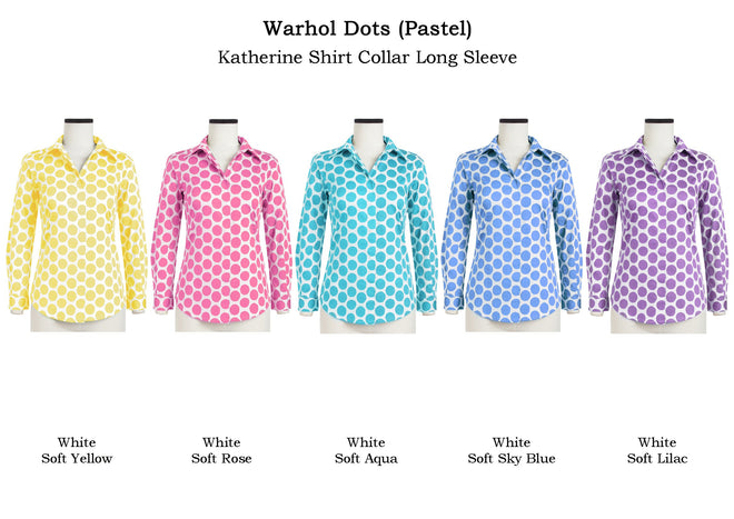 Katherine Shirt Shirt Collar Long Sleeve in Warhol Dots Pastel                                       