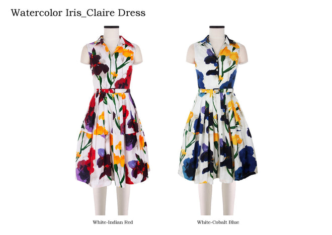 Claire Dress Shirt Collar Sleeveless in Watercolor Iris                                             