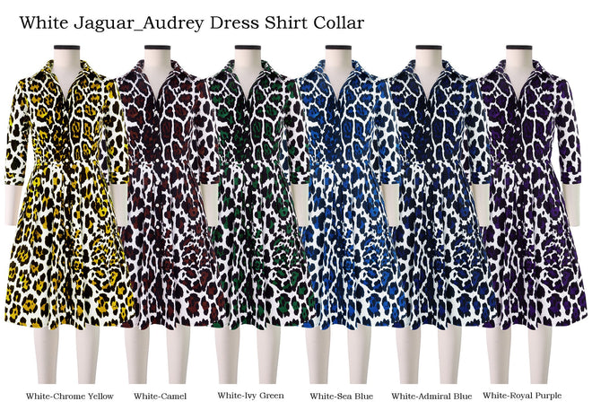 Audrey Dress Shirt Collar in White Jaguar                                                            