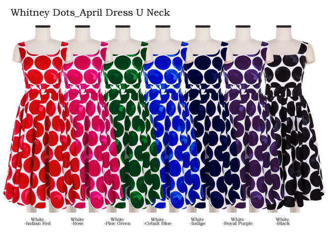 April Dress U Neck in Whitney Dots                                                                           