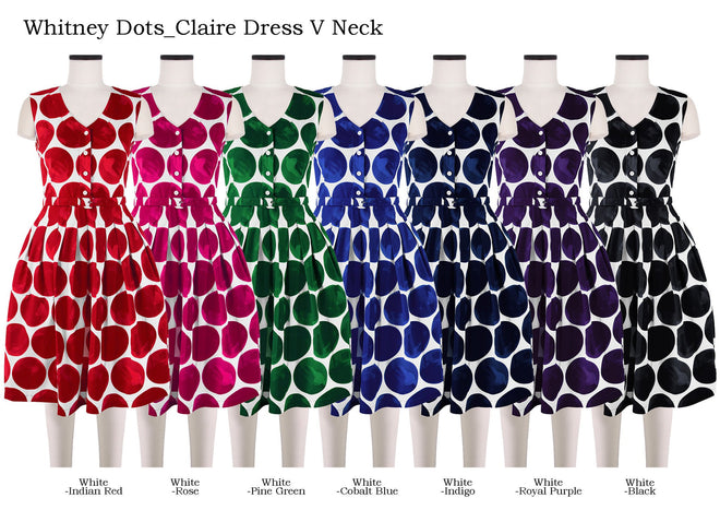 Claire Dress V Neck in Whitney Dots                                                                           