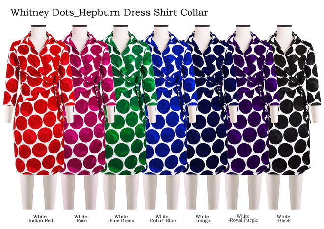Hepburn Dress Shirt Collar in Whitney Dots                                                               