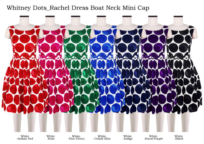 Rachel Dress Boat Neck Mini Cap in Whitney Dots                                                  