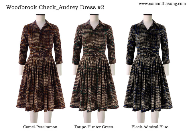 Audrey Dress #2 Shirt Collar 3/4 Sleeve in Woodbrook Check                              