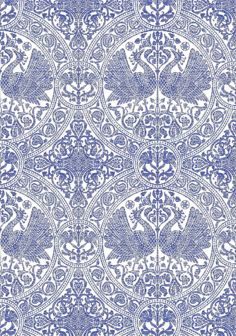 [Create Your Own] Cotton Stretch (Peacock Toile White)