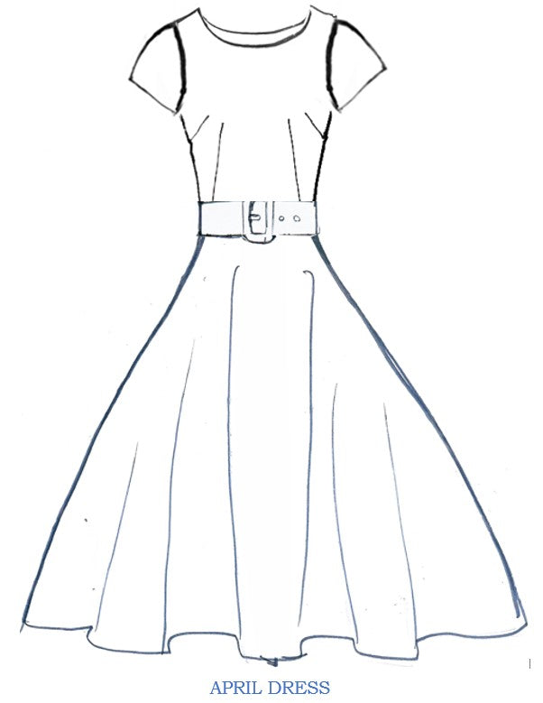 April Dress Boat Neck Cap Sleeve Midi Length Silk Taffta (Solid)